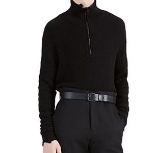IRO Mens Black Fringe Half-Zip Sweater